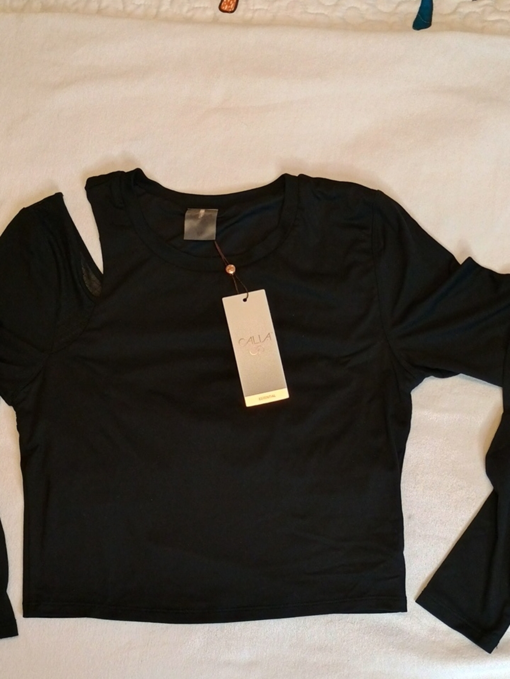 Calia Medium Black Cutout Top With Mesh -  Internal Bra - Wicking - Odor Control